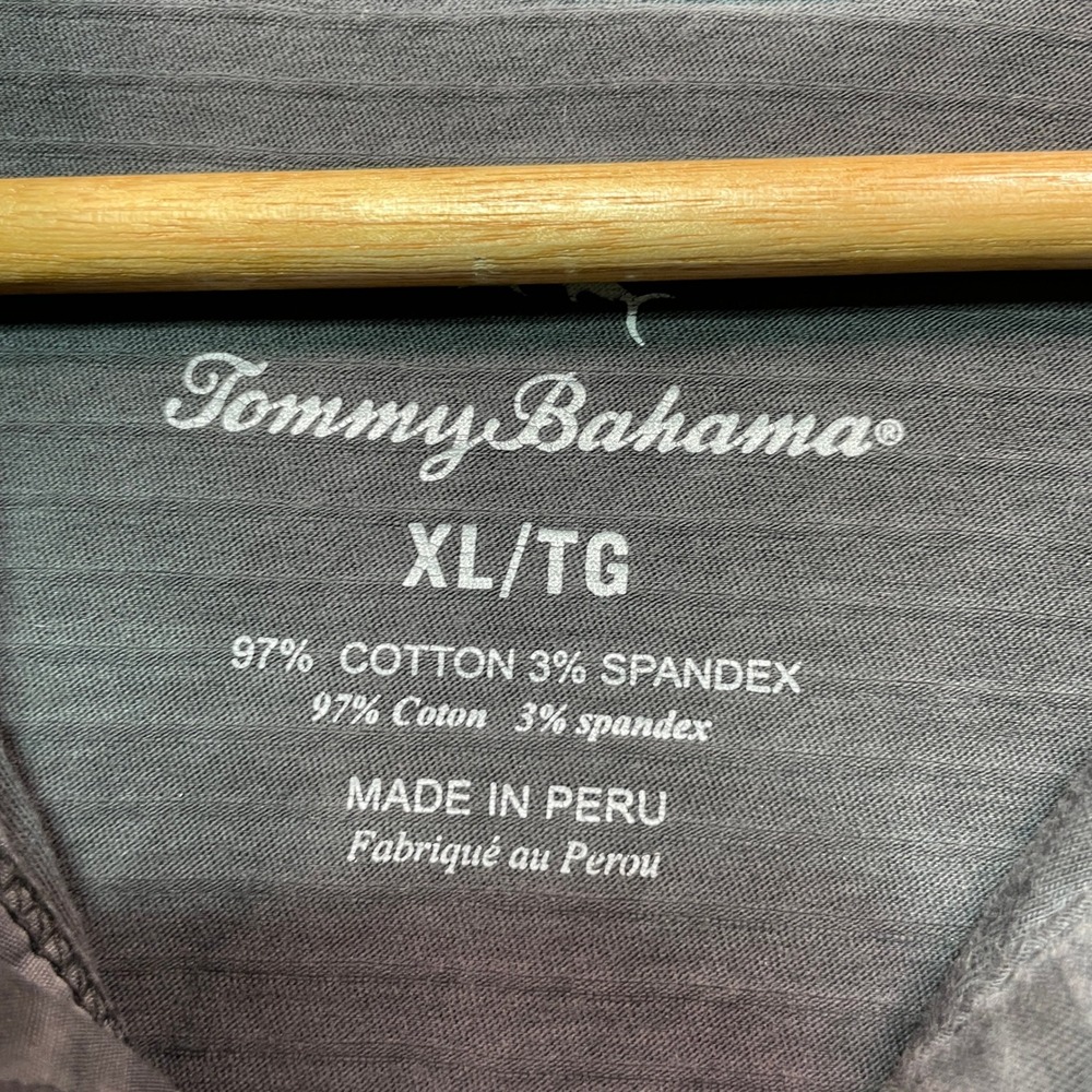 Tommy Bahama Mens XL Gray Slub Cotton Spandex Short Sleeve Polo Shirt - Picture 2 of 9